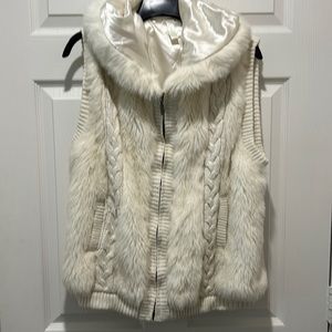 Cream hooded sweater vest